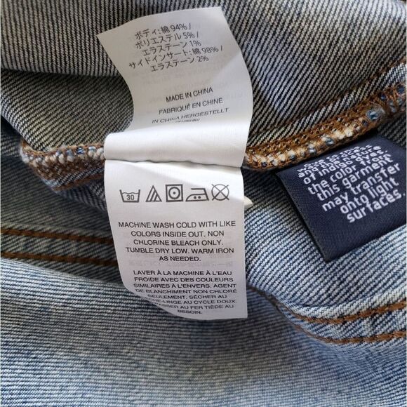 Madewell Stretch Denim Pieced Edition 2-Tone Straight Mini Skirt Size 27 Blue - Picture 9 of 10